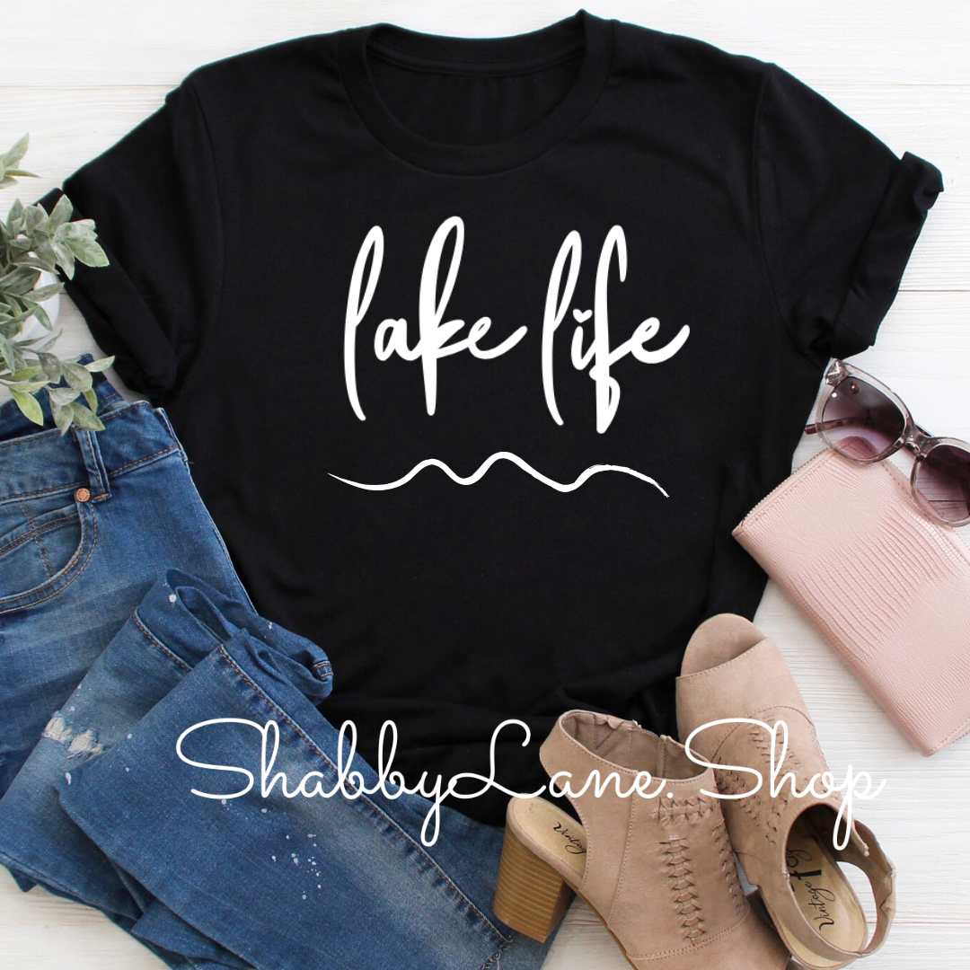 Lake Life- Black tee Shabby Lane