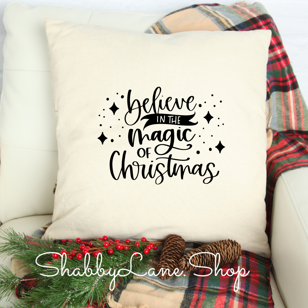 Believe in the magic of Christmas - white pillow Shabby Lane