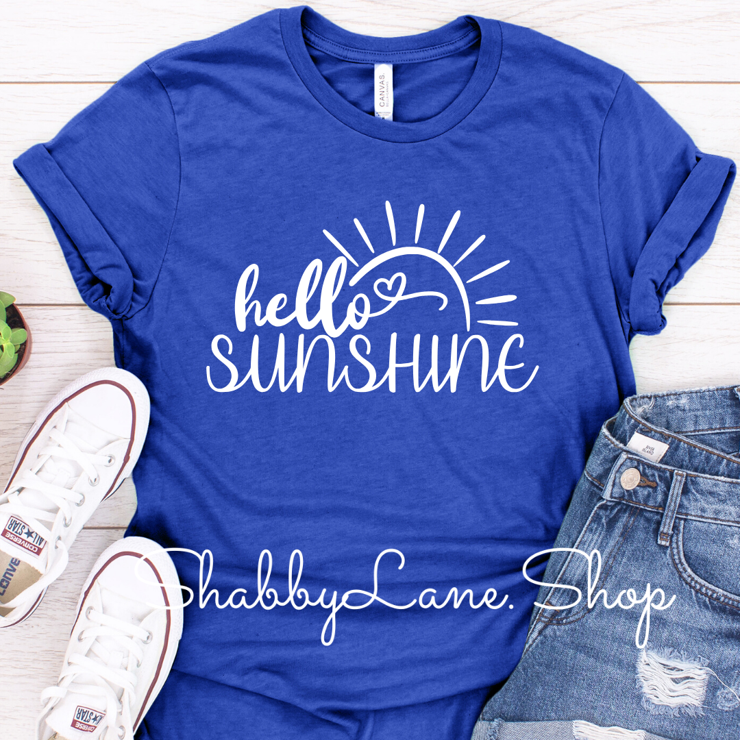 Hello Sunshine! - Royal blue tee Shabby Lane