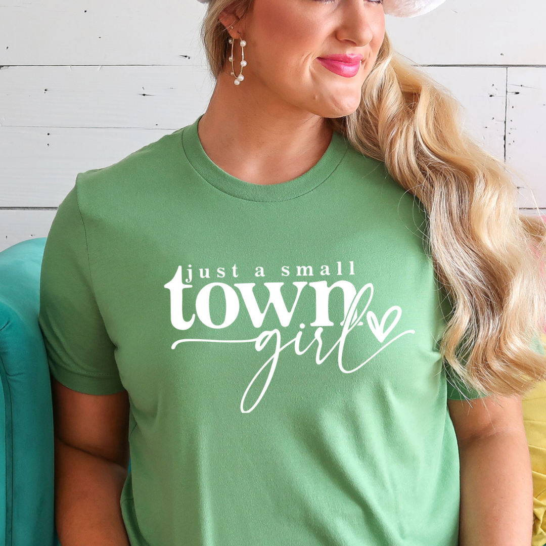 Just a small town girl - leaf green T-shirt tee Shabby Lane