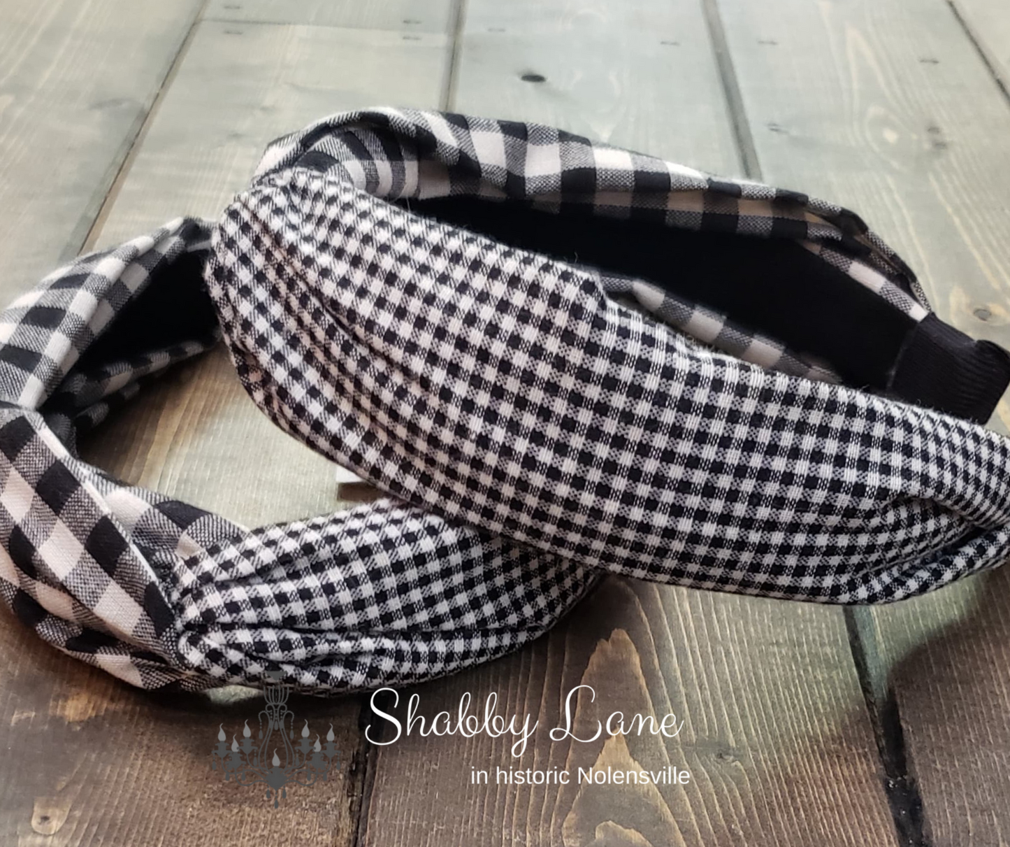 Buffalo plaid headband with smaller plaid Shabby Lane