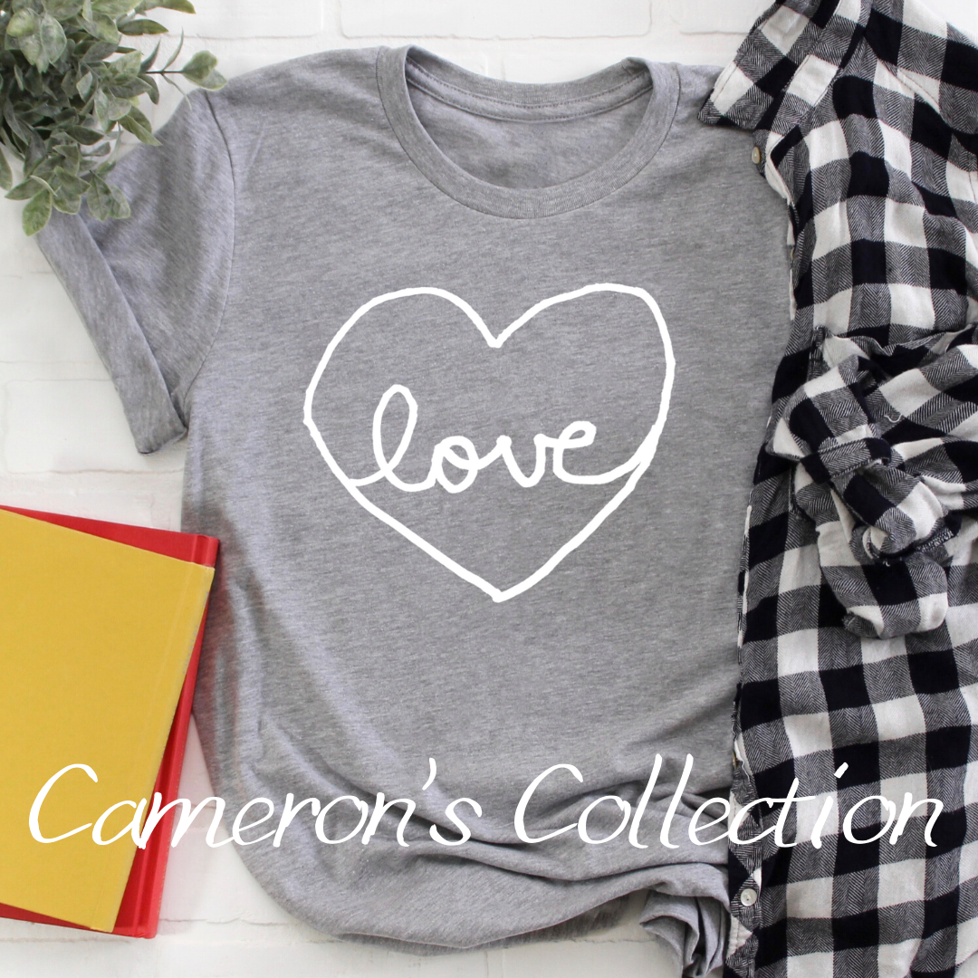 Love heart - Cameron Collection Heather Gray tee Shabby Lane