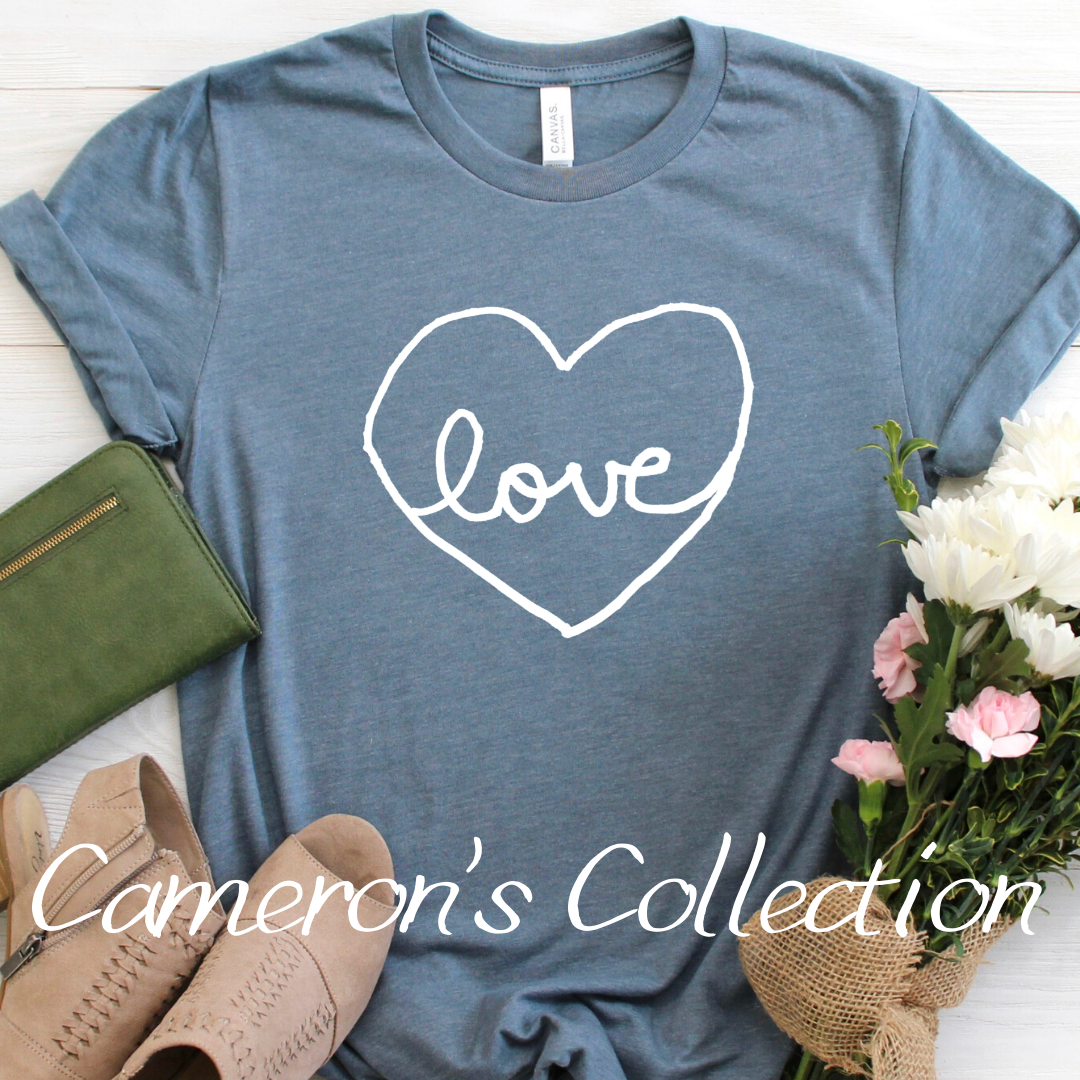 Love heart - Cameron Collection slate tee Shabby Lane