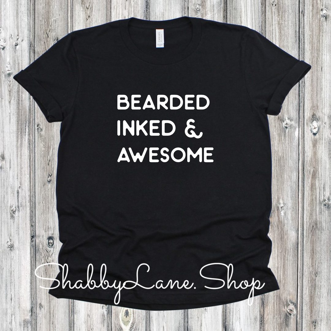 Bearded, inked and awesome- black tee Shabby Lane