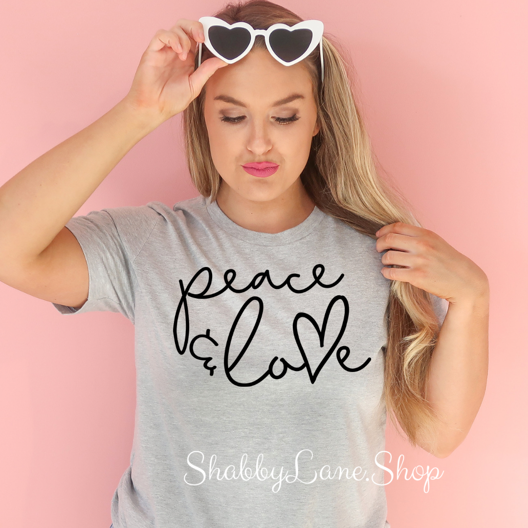 Peace And Love - Light Gray T-shirt tee Shabby Lane