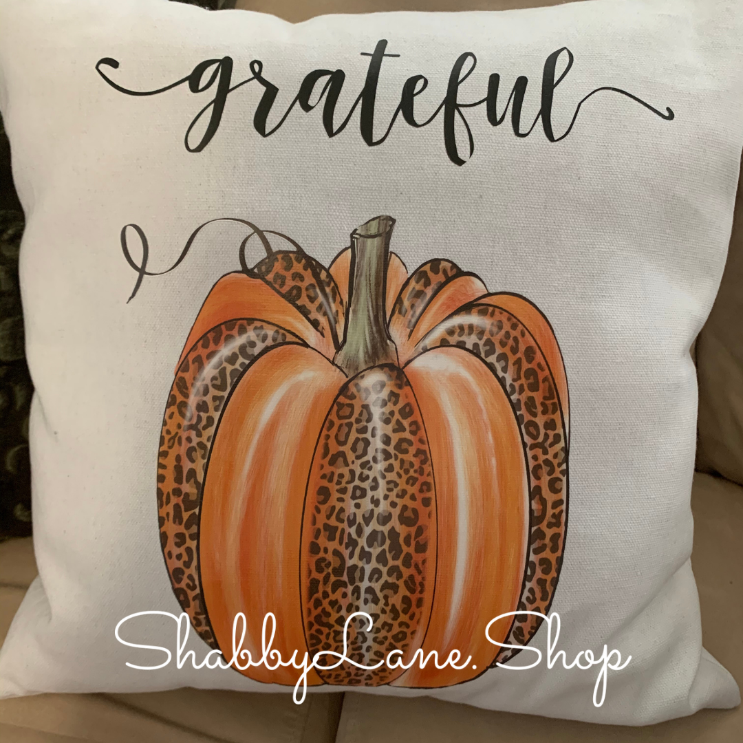 Grateful Leopard pumpkin Canvas pillow Shabby Lane