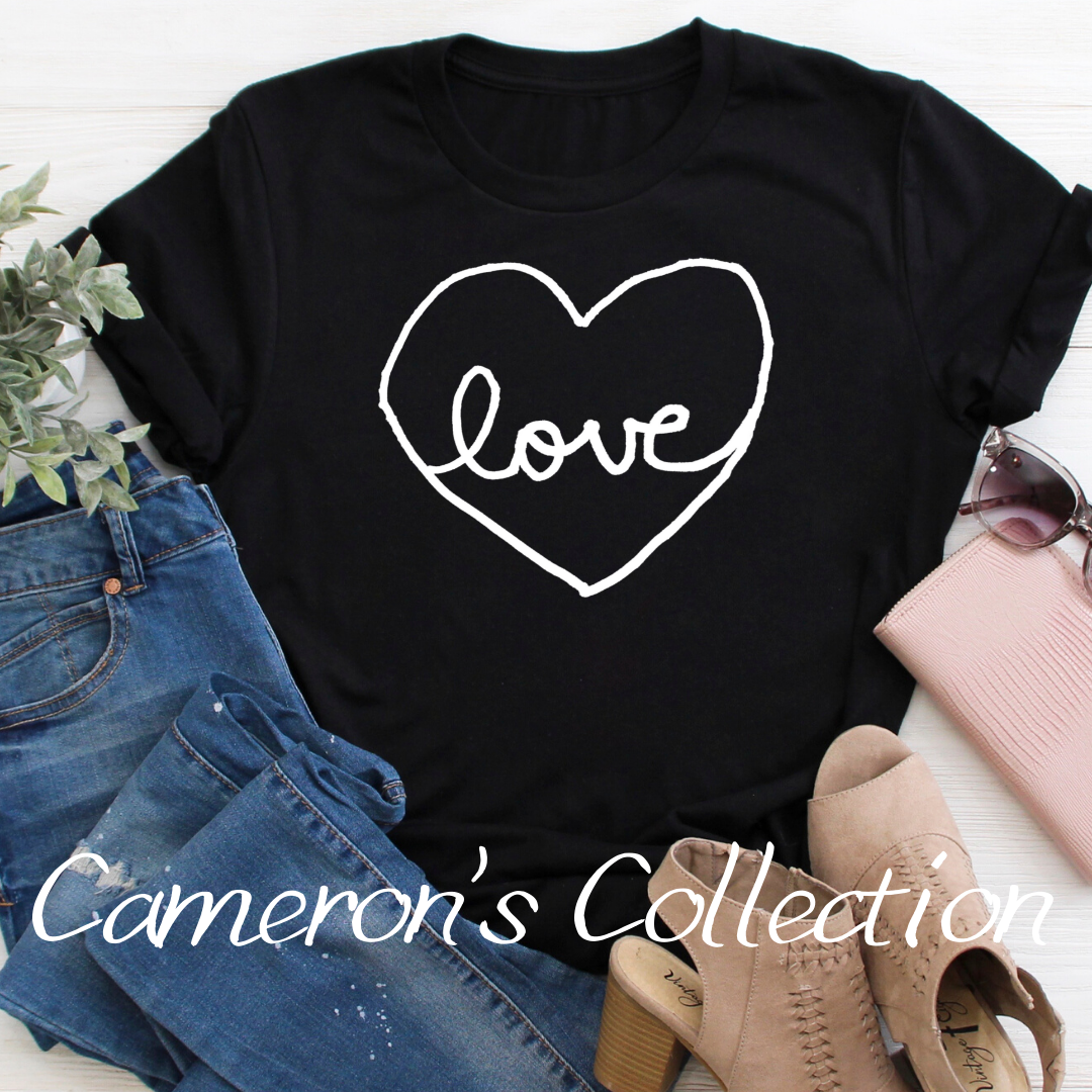 Love heart - Cameron Collection Heather Black tee Shabby Lane