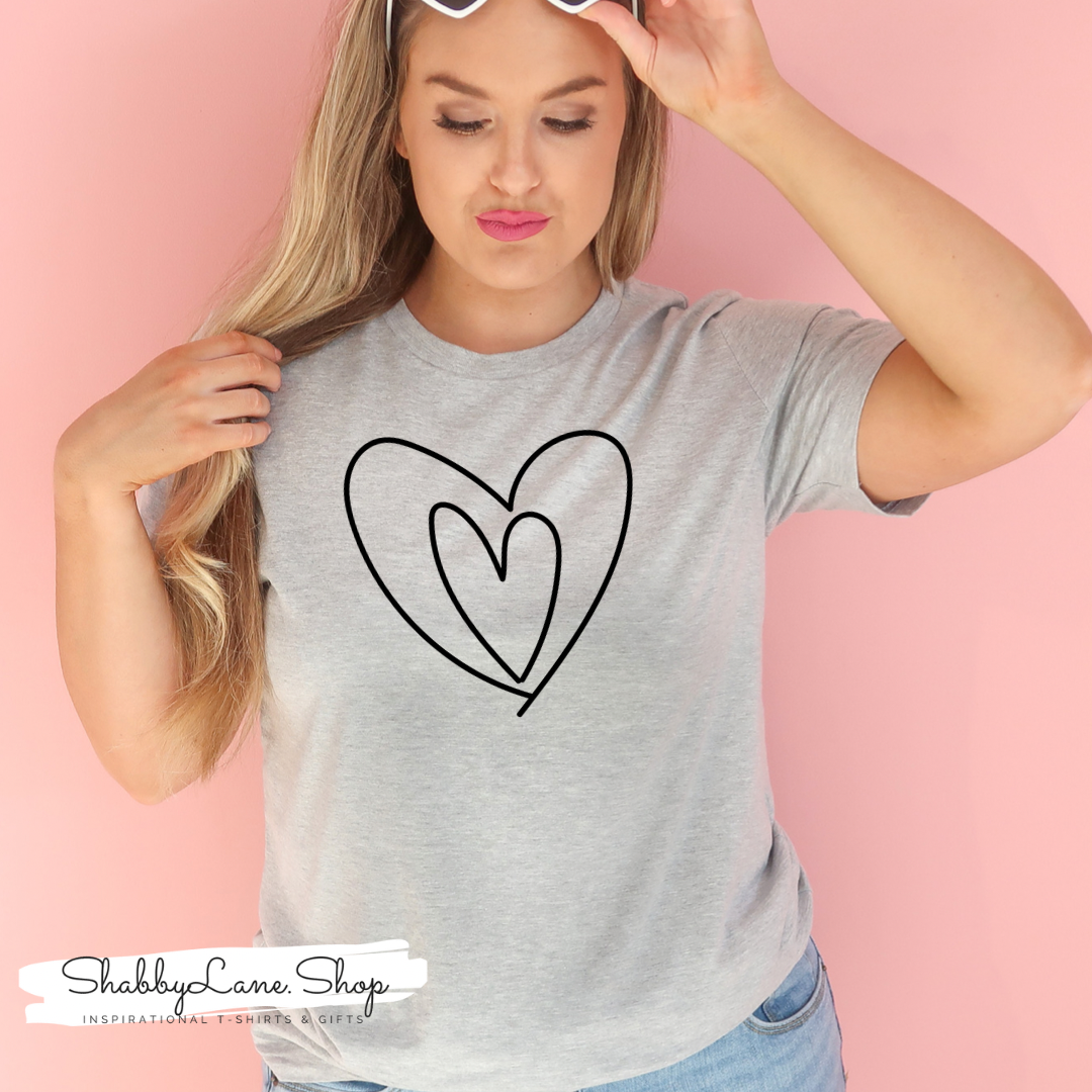 Double heart -light Gray T-shirt tee Shabby Lane