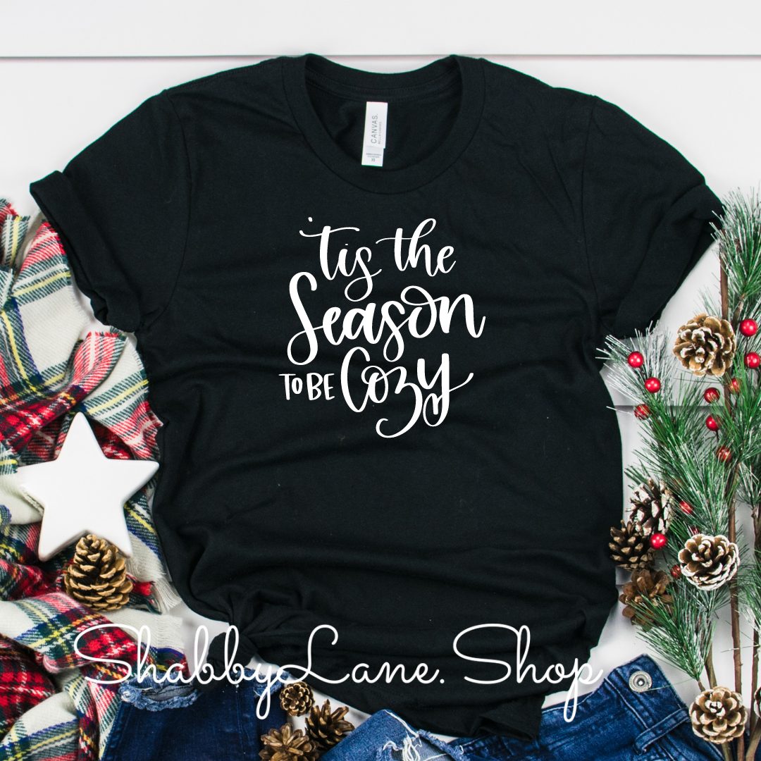 ‘‘Tis the season to be cozy - Black tee Shabby Lane