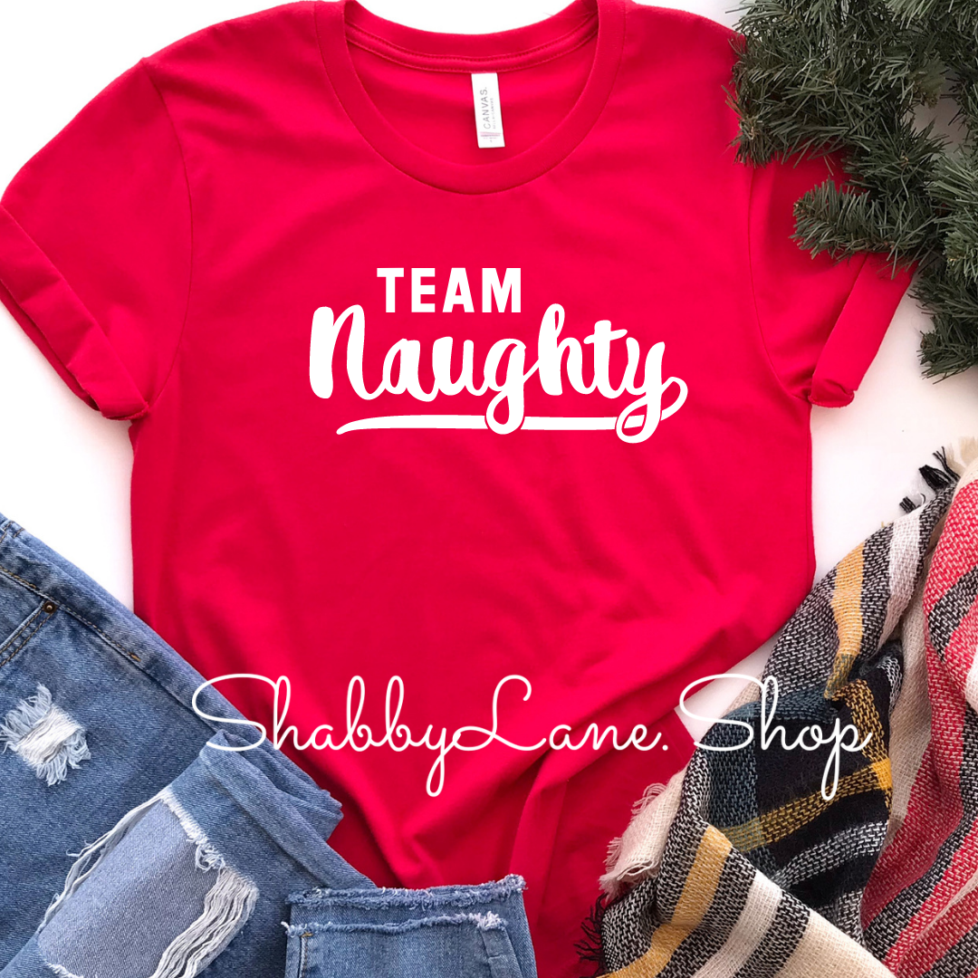 Team naughty - Red tee Shabby Lane