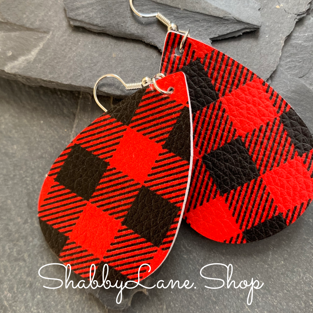 Buffalo plaid earrings -Red style 2 Shabby Lane