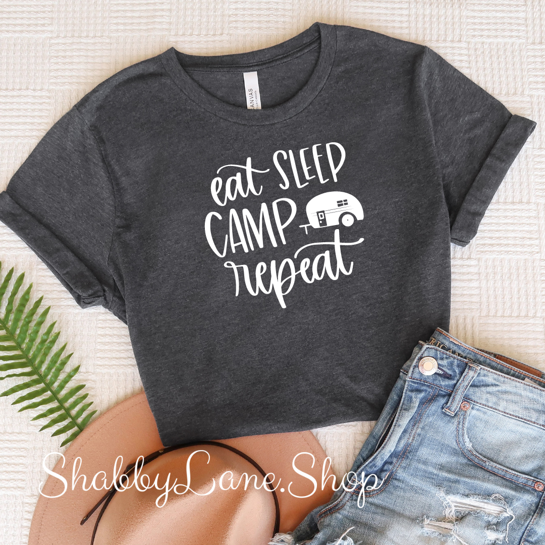 Eat Sleep Camp - Dark Gray T-shirt tee Shabby Lane