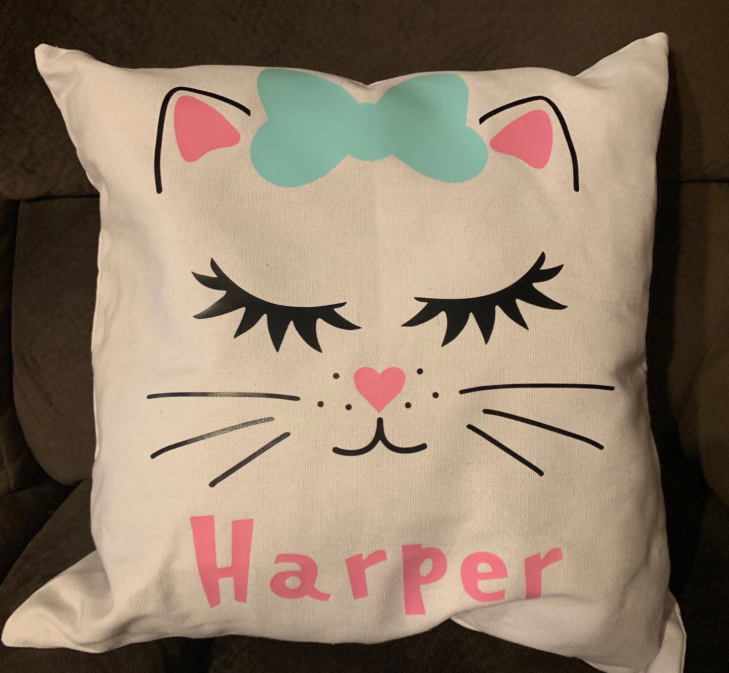 Kitten personalized Canvas pillow Shabby Lane