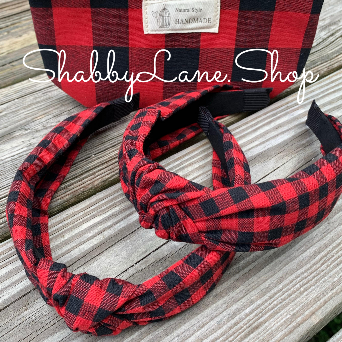 Red Buffalo plaid headband Shabby Lane