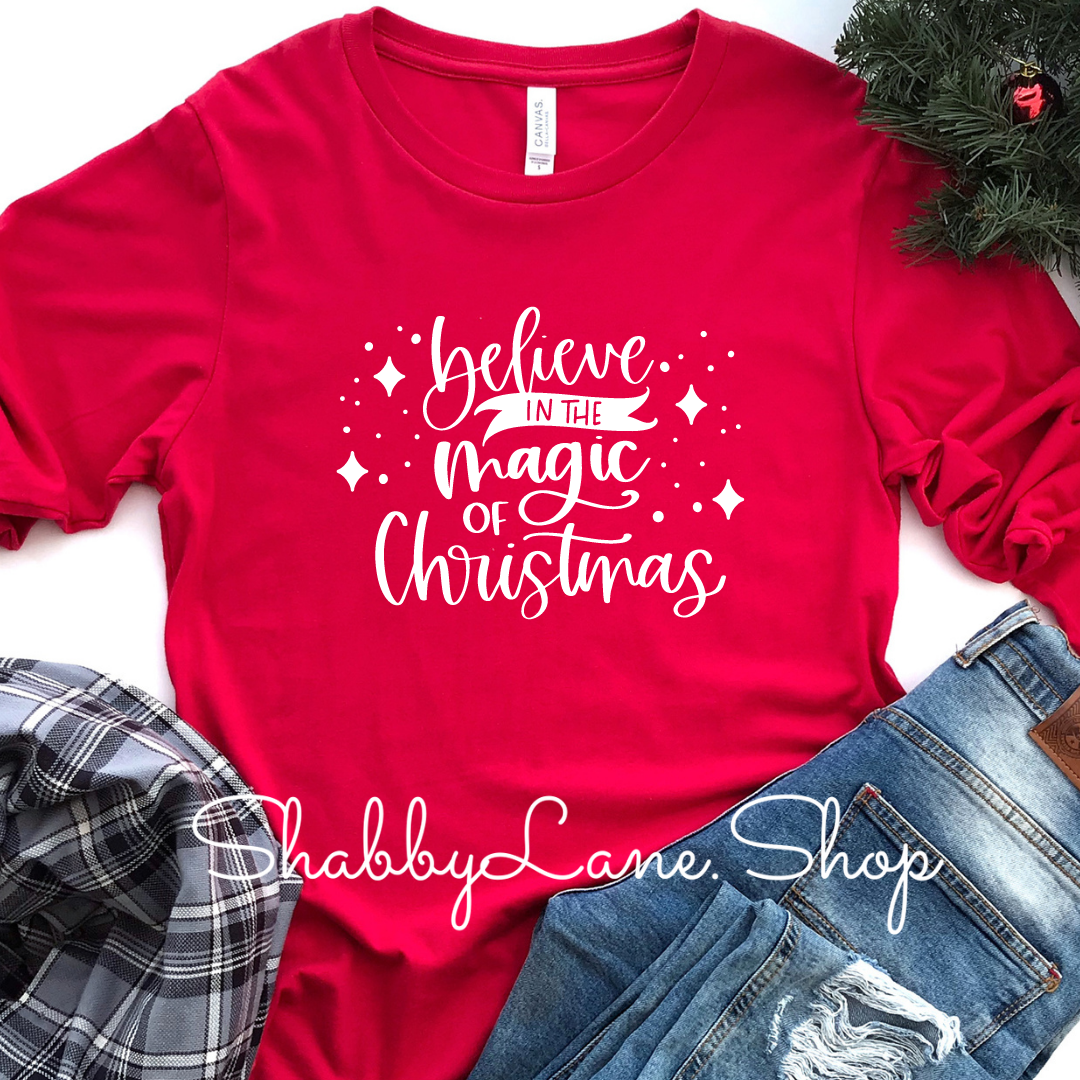Believe in the magic of Christmas - red long sleeve tee Shabby Lane