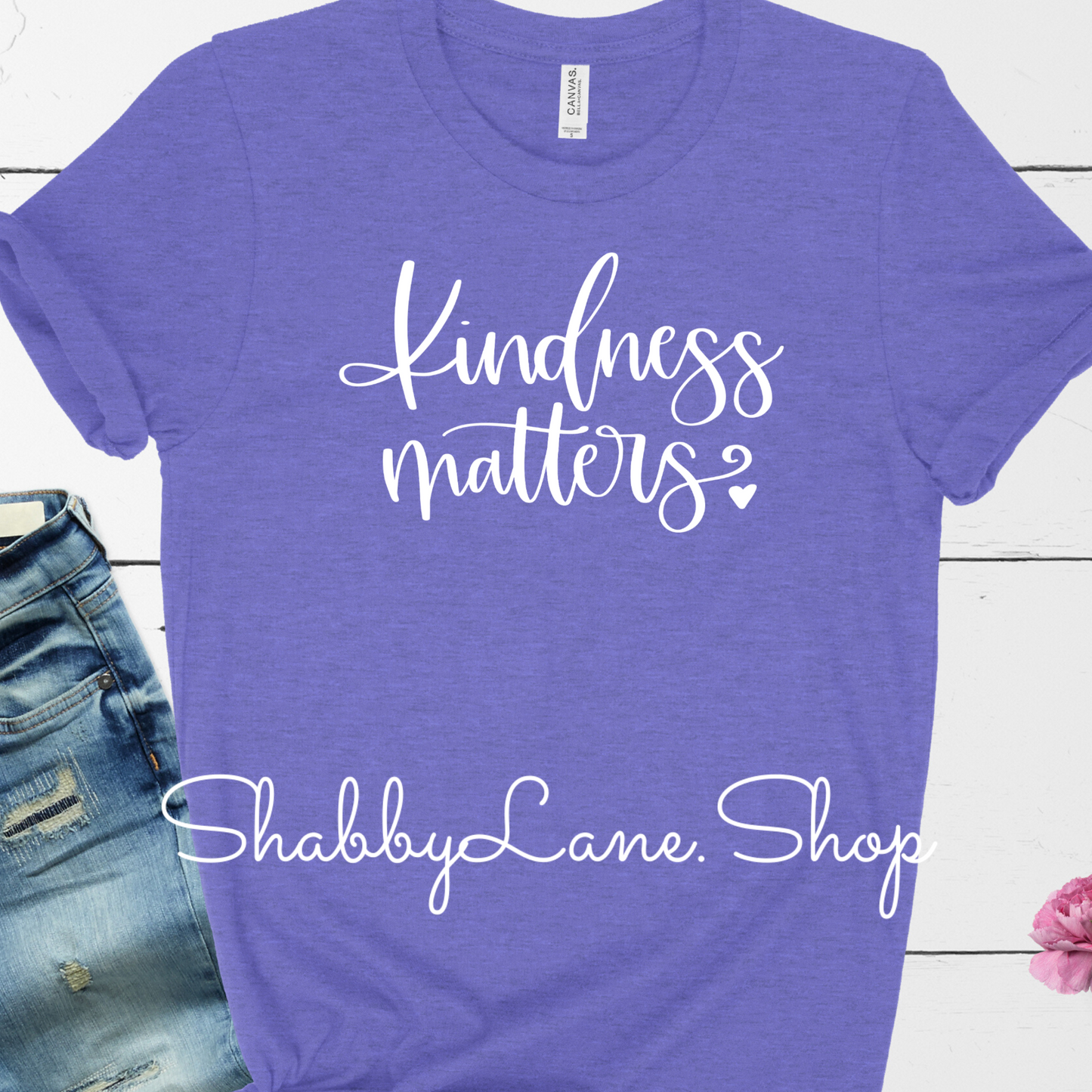 Kindness Matters - lavender tee Shabby Lane