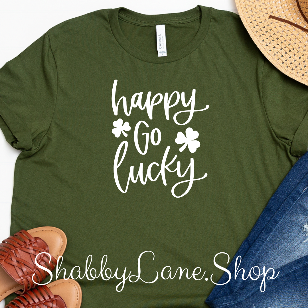 Happy go Lucky - T-shirt olive tee Shabby Lane