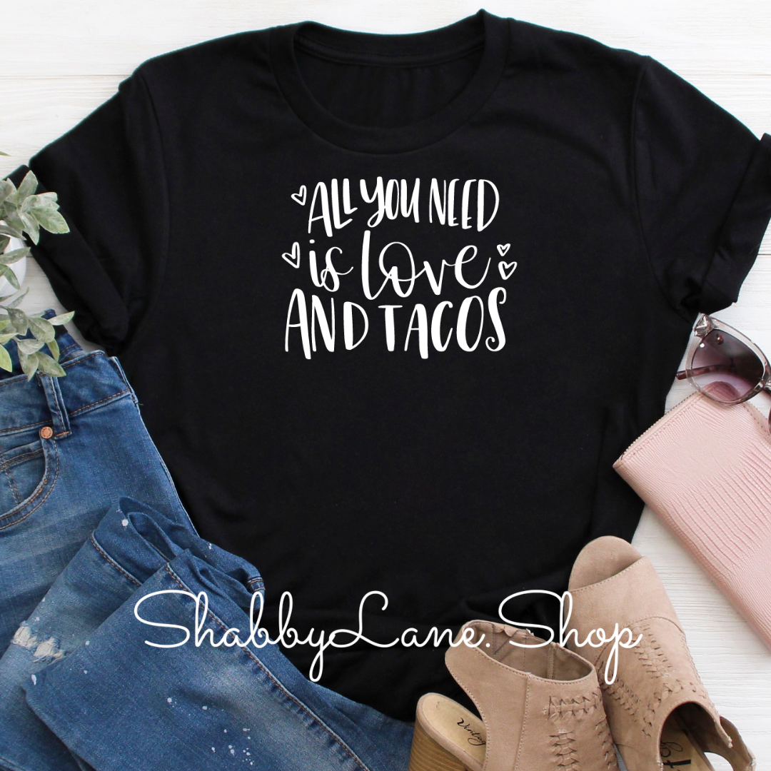 Love and tacos black tee Shabby Lane