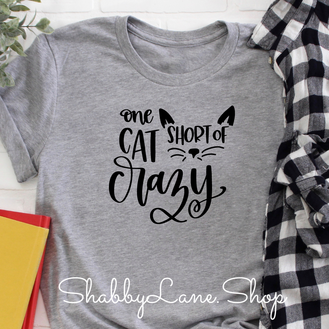One cat short of crazy -Gray t-shirt tee Shabby Lane