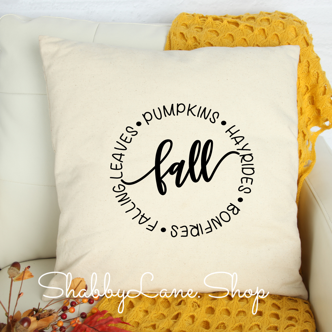 Fall pumpkins hayrides - white pillow Shabby Lane