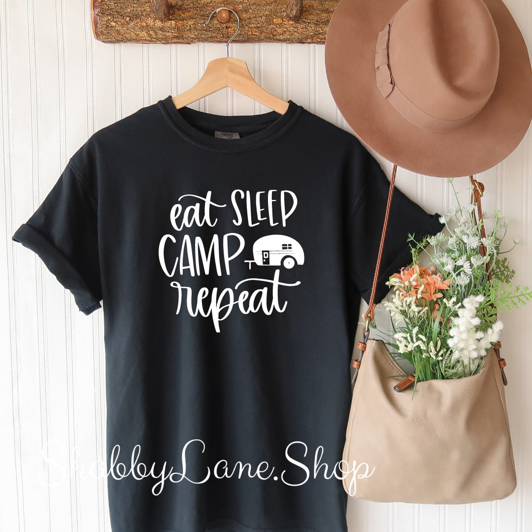 Eat Sleep Camp - Black T-shirt tee Shabby Lane