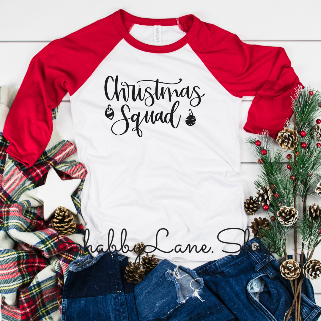 Christmas Squad- red sleeves tee Shabby Lane