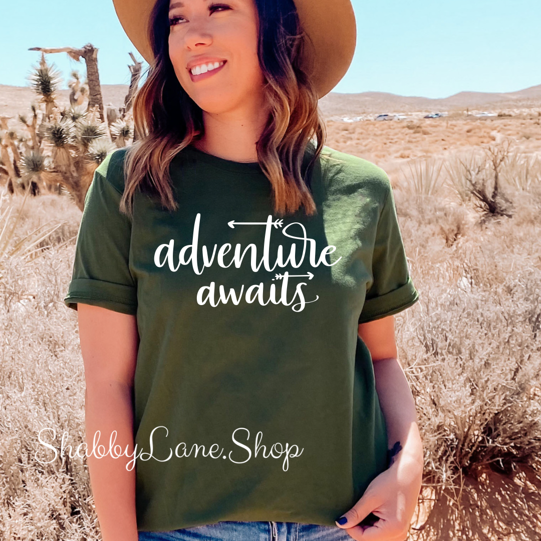 Adventure awaits - Olive T-shirt tee Shabby Lane