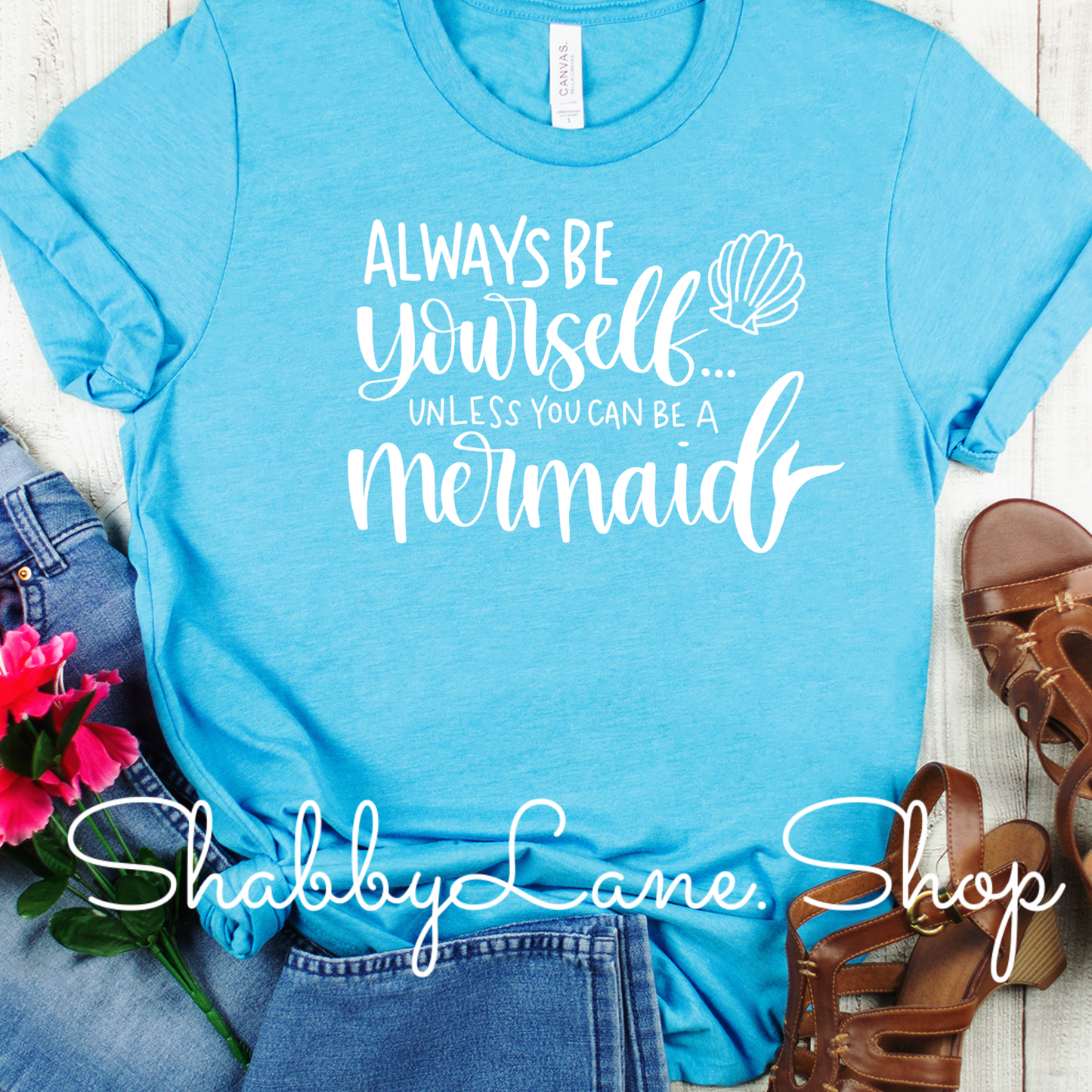 Mermaid - Aqua tee Shabby Lane