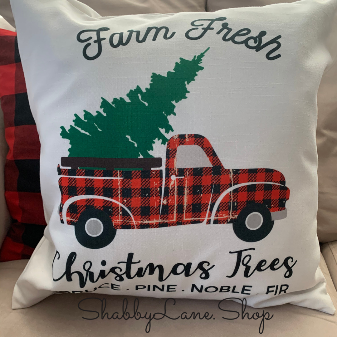 Red Plaid truck farm fresh trees pillow! Shabby Lane