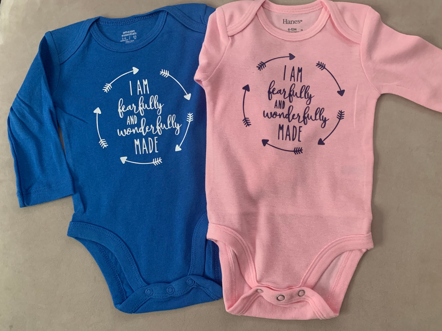 PINK. I am fearfully and wonderfully made Infant pink onesie Shabby Lane