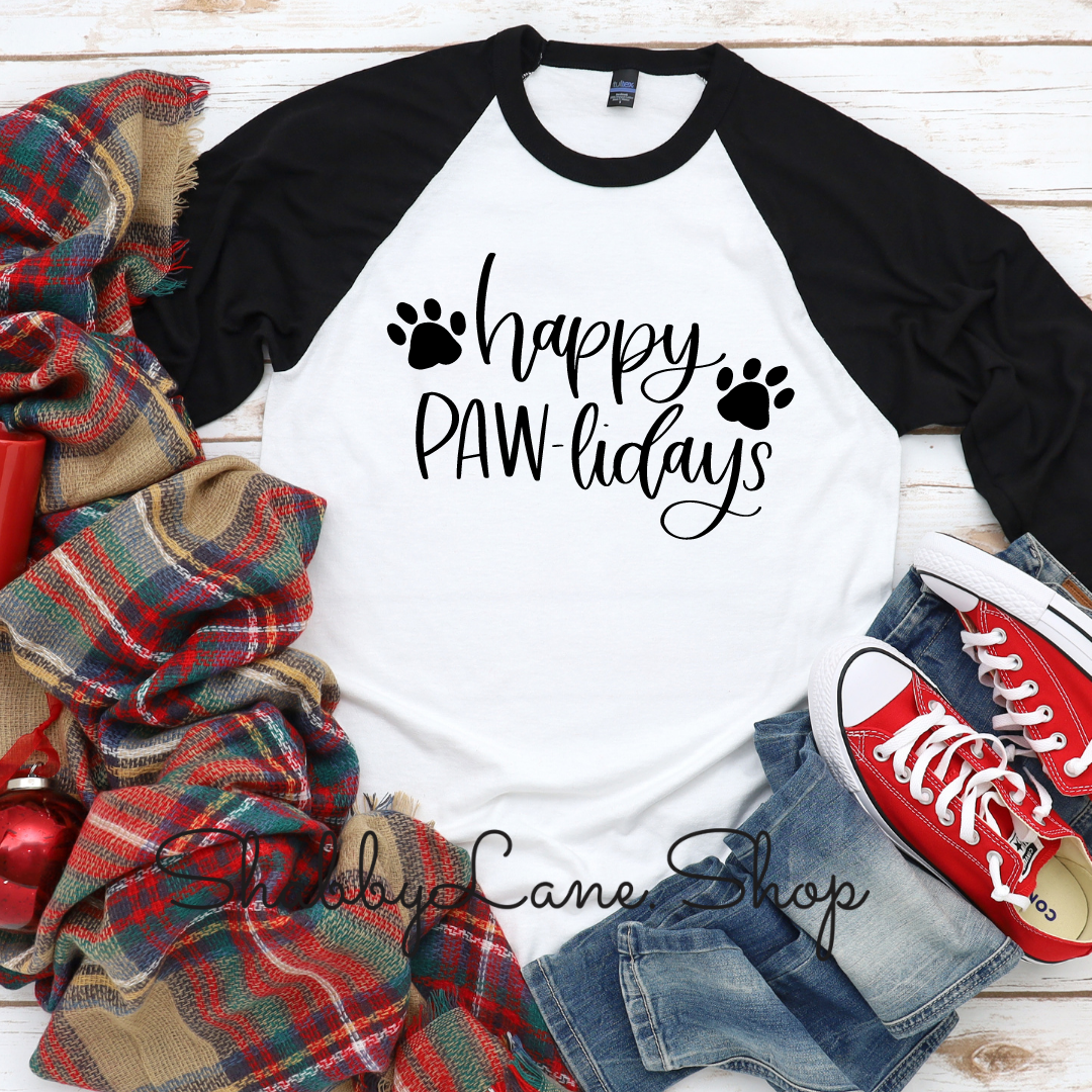 Happy Paw-Lidays black sleeves tee Shabby Lane