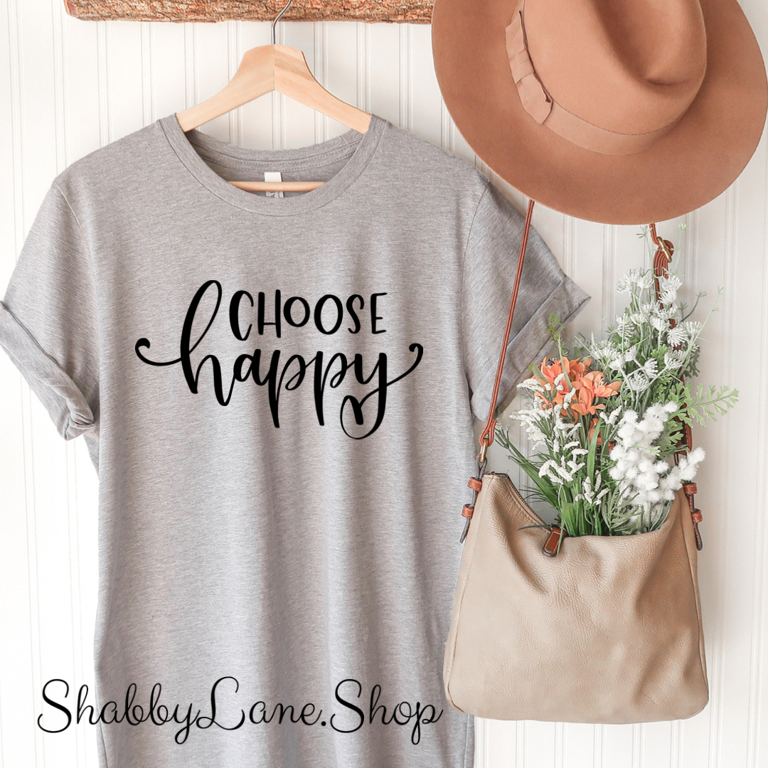 Choose Happy - Gray T-shirt tee Shabby Lane