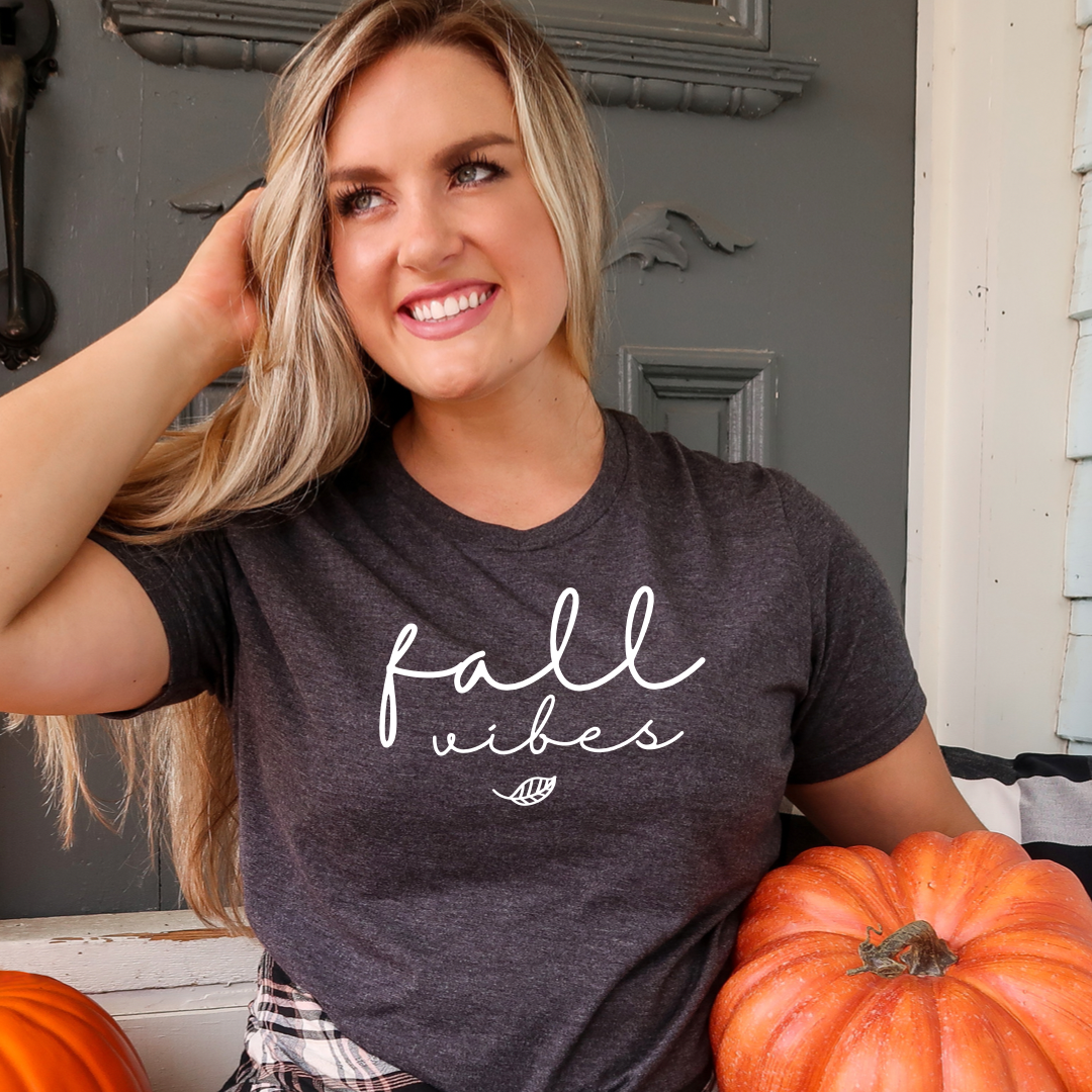 Fall vibes leaf - Dark Gray t-shirt tee Shabby Lane