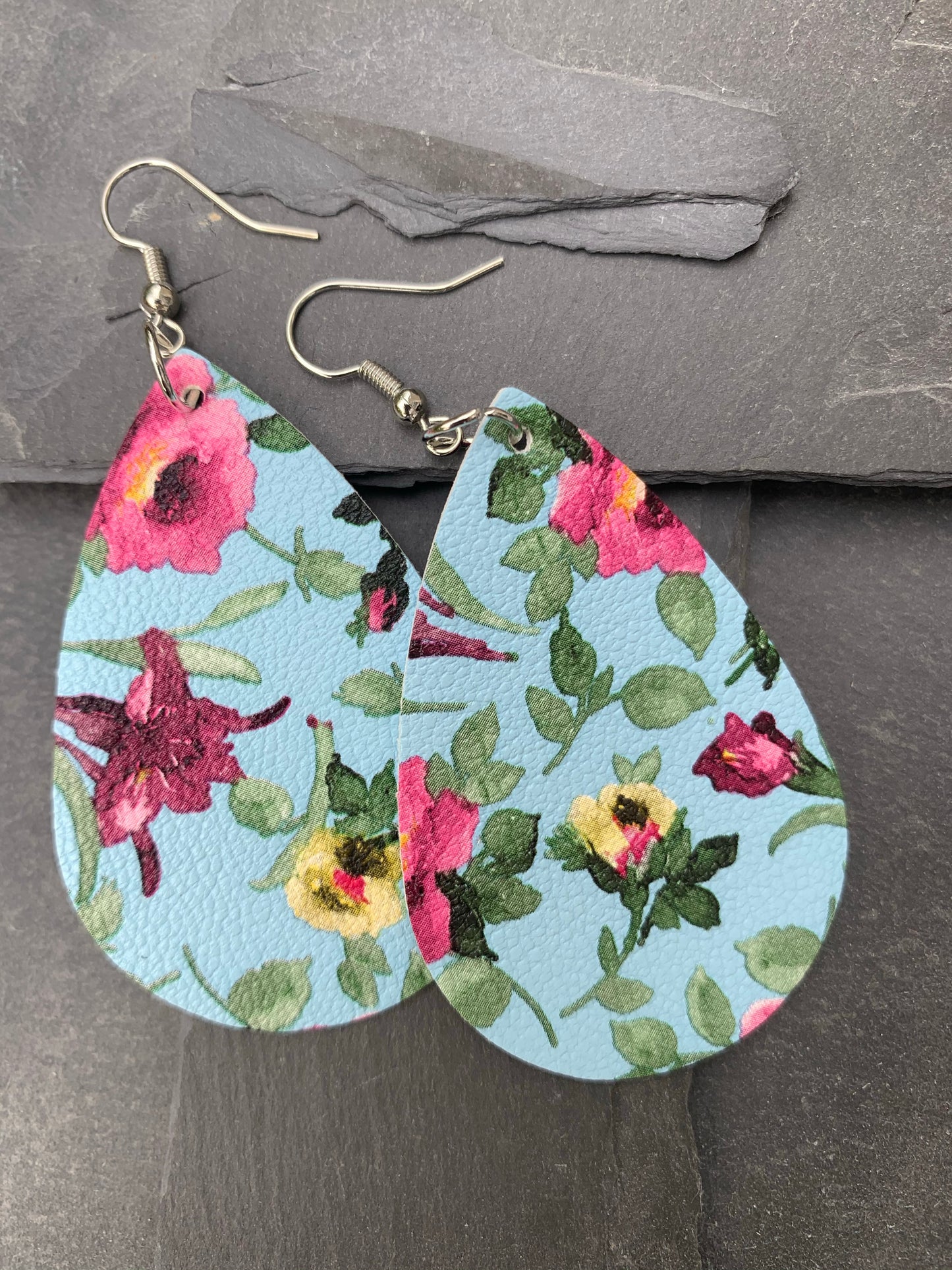 Robins egg blue floral earrings Earring Shabby Lane