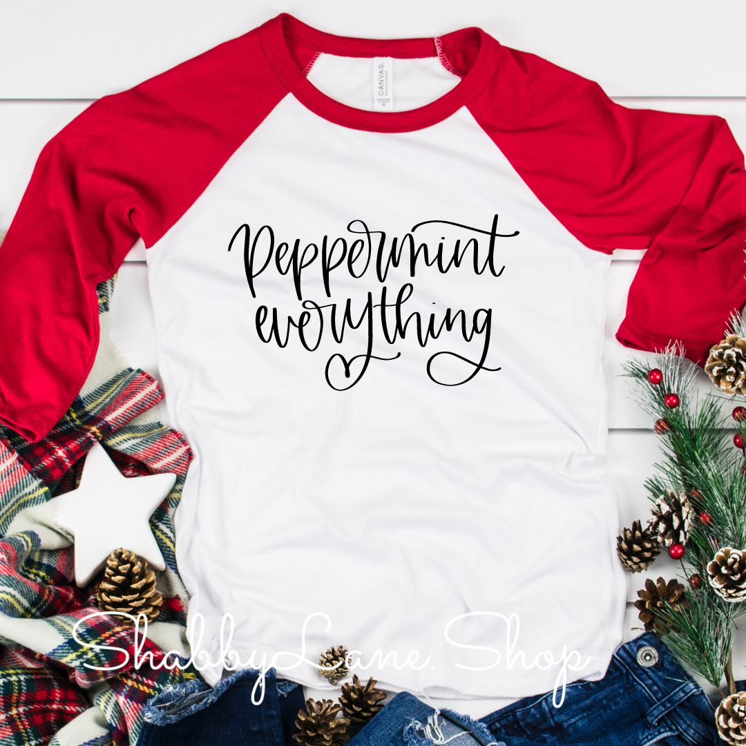 Peppermint everything- red sleeves tee Shabby Lane
