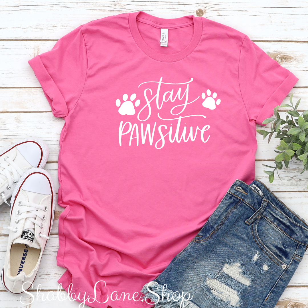 Stay Pawsitive - T-shirt Pink tee Shabby Lane