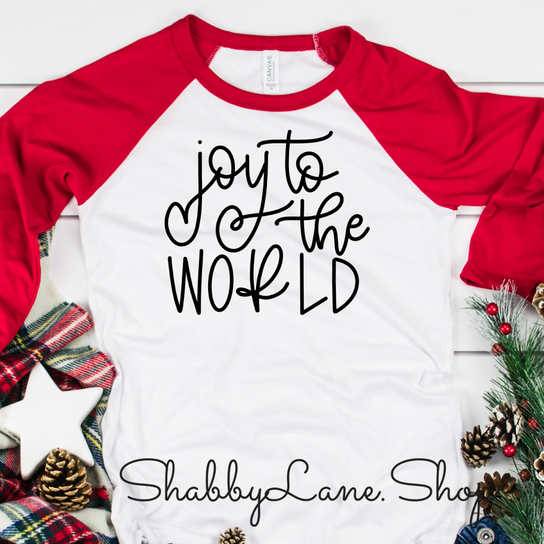 Joy to the World - red sleeves tee Shabby Lane