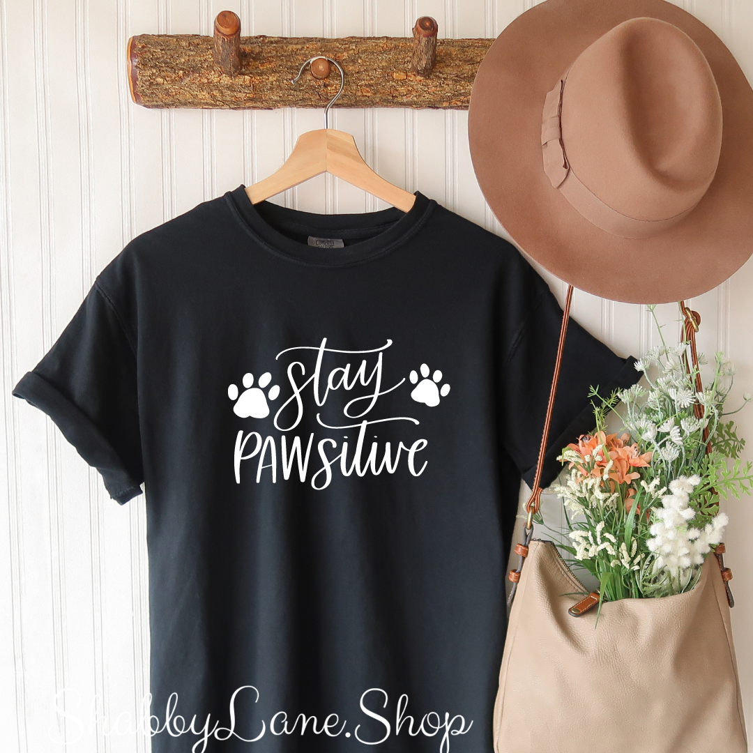 Stay Pawsitive - T-shirt Black tee Shabby Lane