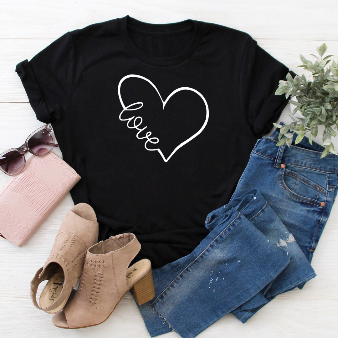 Love Heart black tee tee Shabby Lane