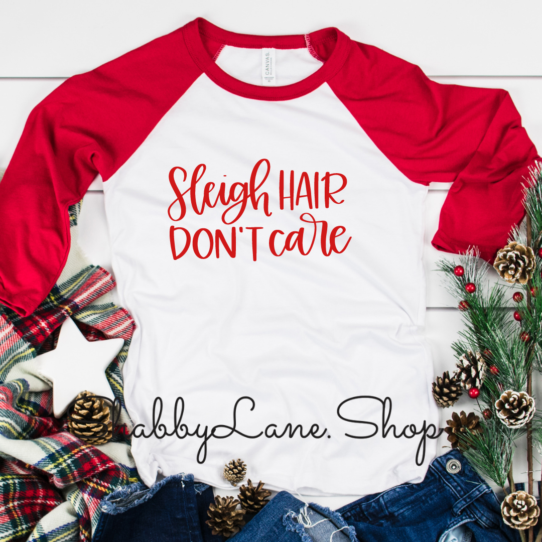 Sleigh hair don’t care - red sleeves tee Shabby Lane