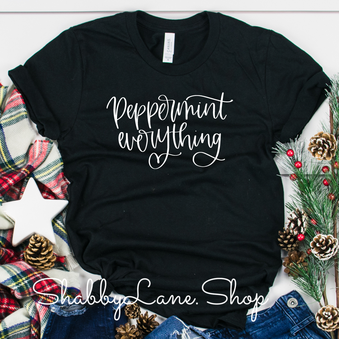 Peppermint everything- Black tee Shabby Lane