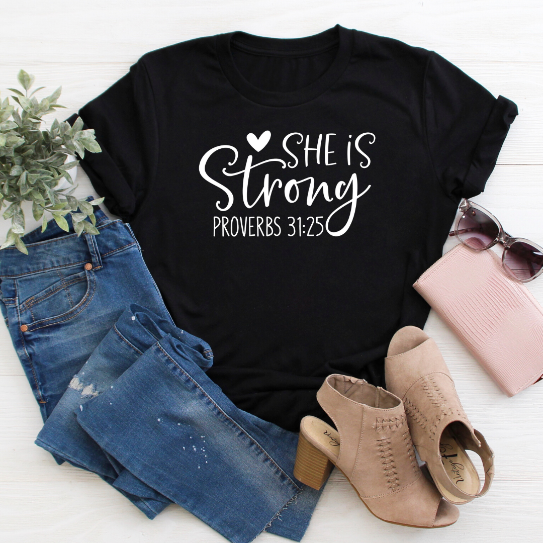 She is Strong black tee tee Shabby Lane