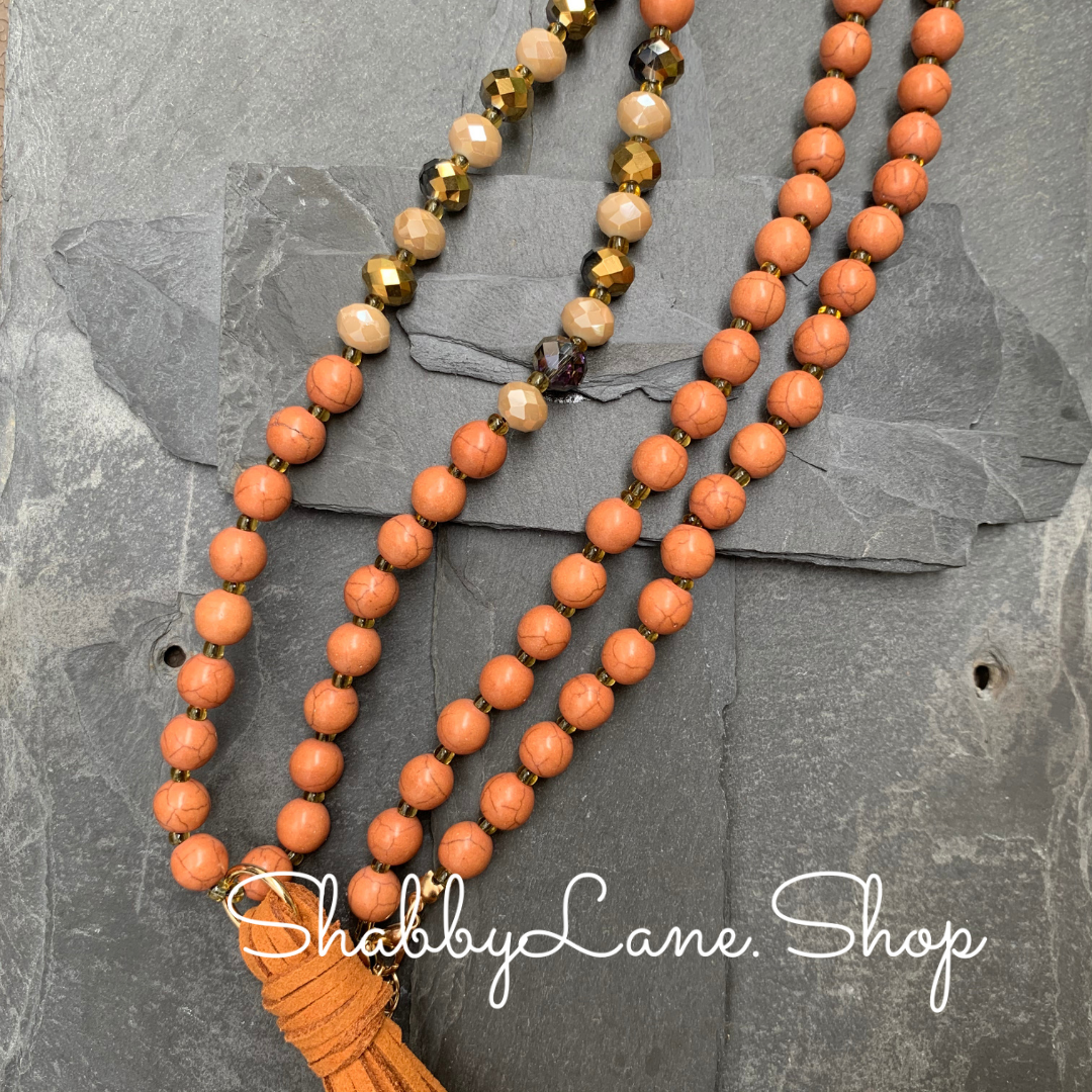 Tassel beaded necklace - light brown Shabby Lane