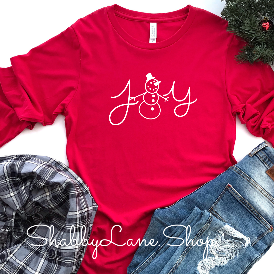 Joy snowman - red long sleeve tee Shabby Lane