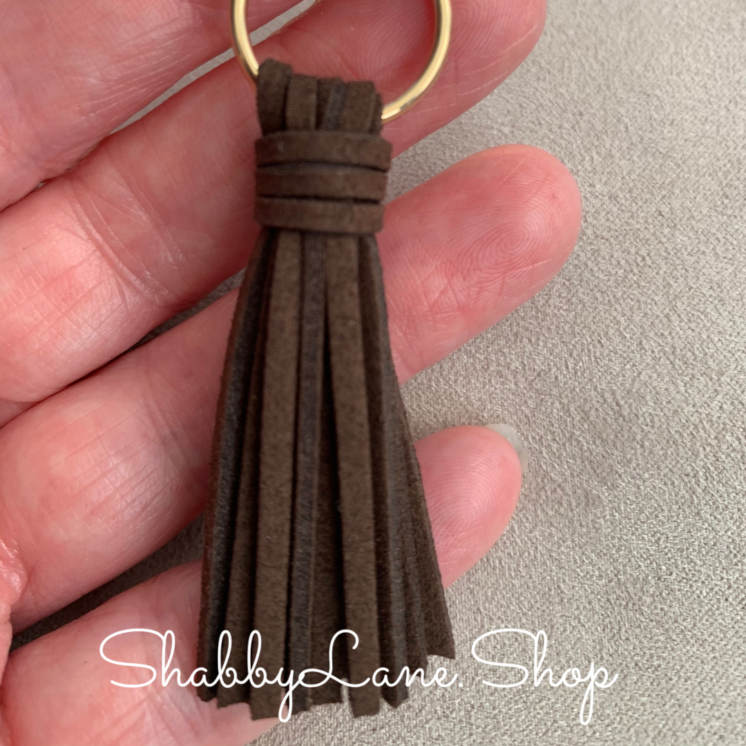 Leather tassel earrings - Dark Brown Earrings Shabby Lane