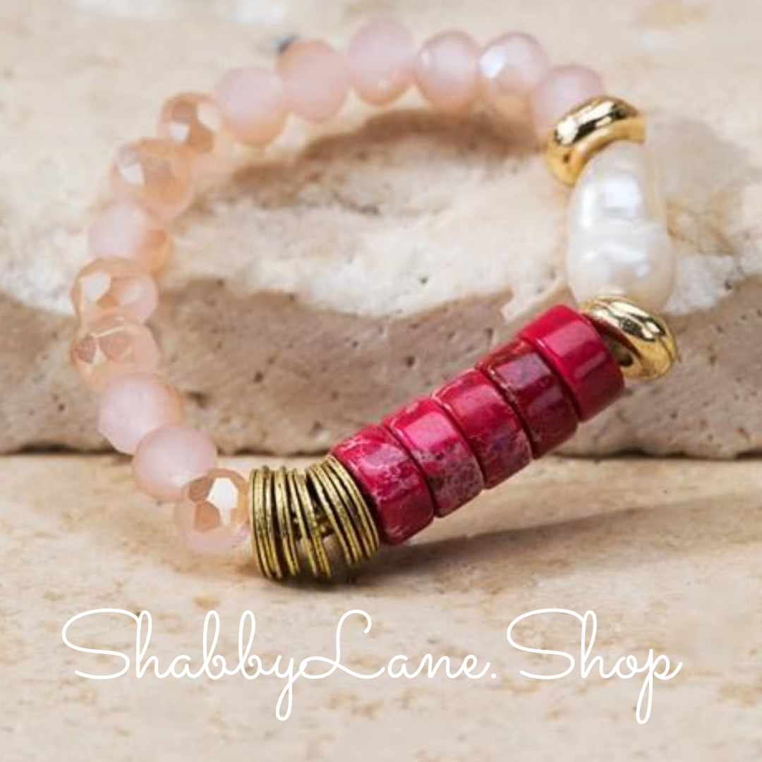 Rose beaded ring. Shabby Lane