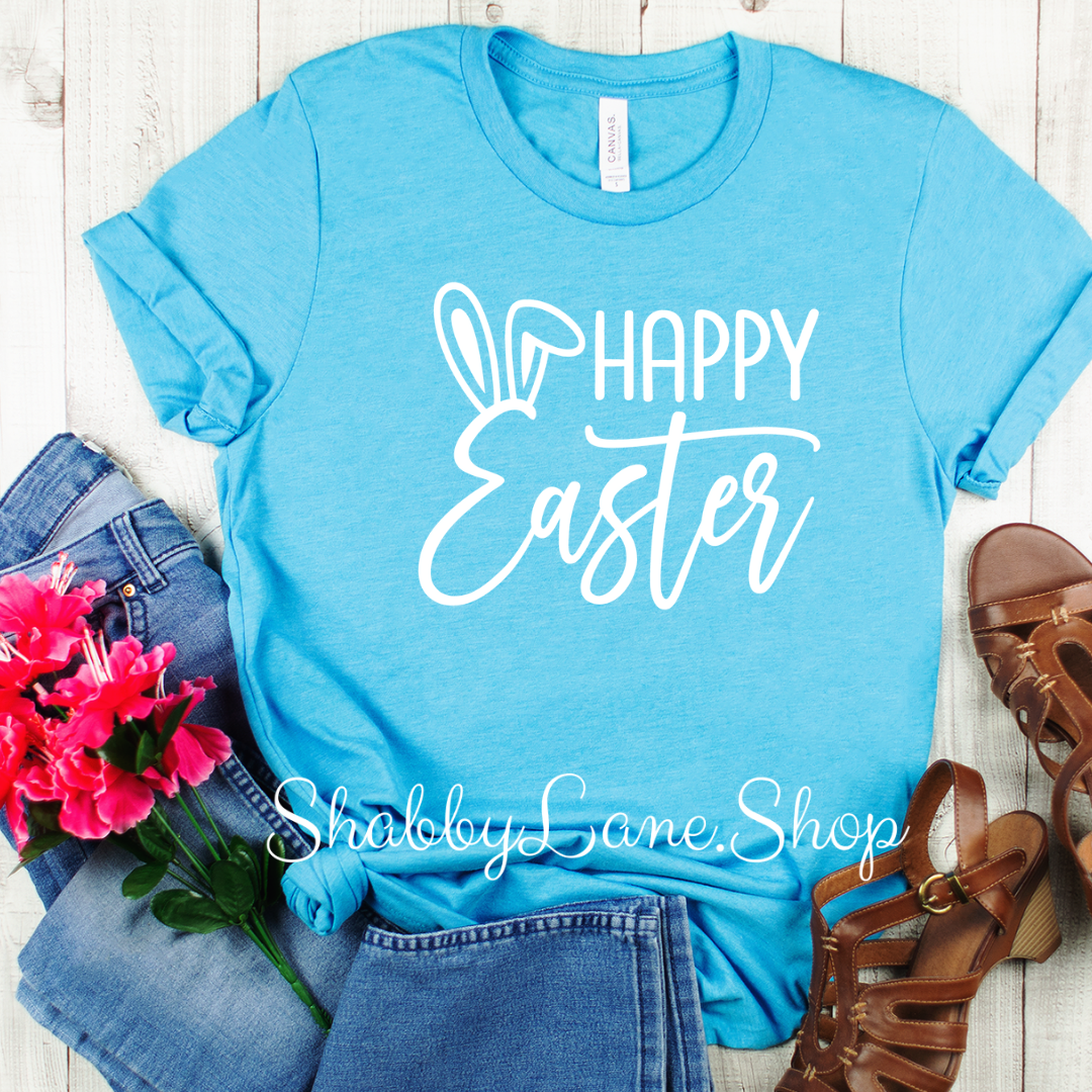 Happy Easter - Aqua t-shirt tee Shabby Lane