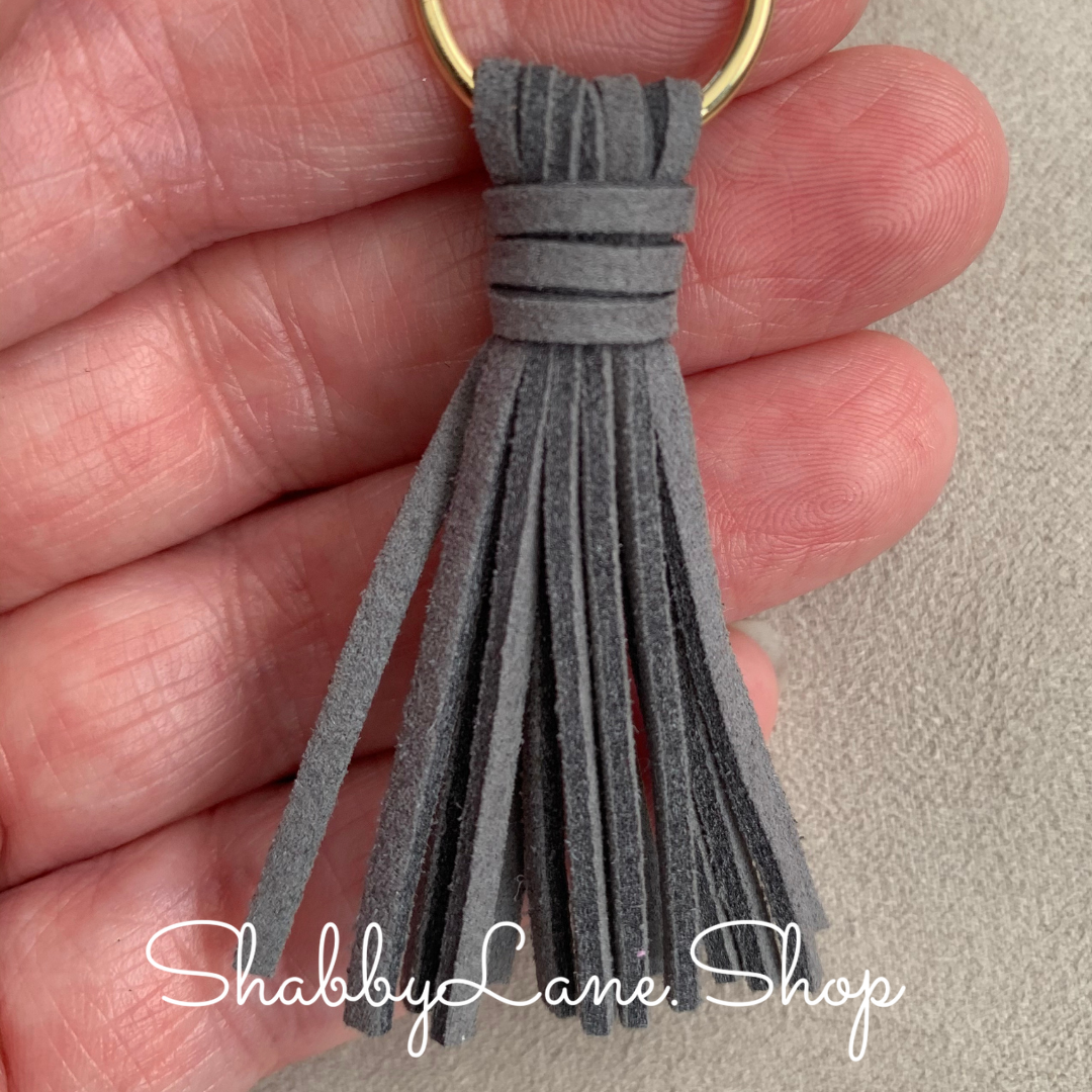 Leather tassel earrings - Gray Earrings Shabby Lane