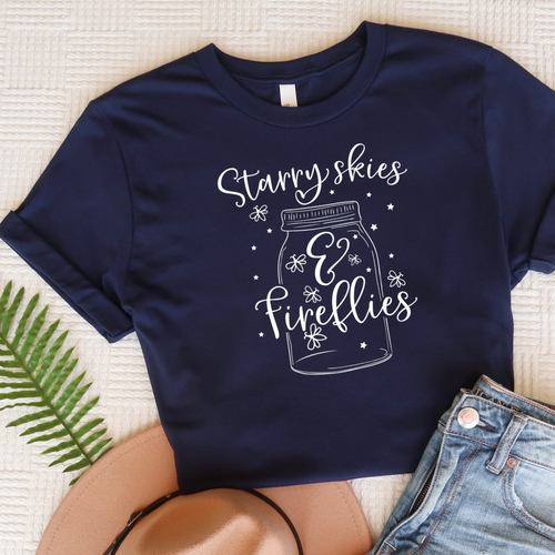 Starry Skies and Fireflies T-shirt - Navy tee Shabby Lane   