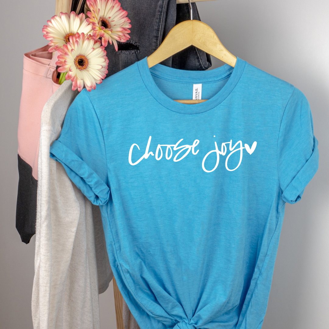 Choose Joy T-shirt aqua tee Shabby Lane   